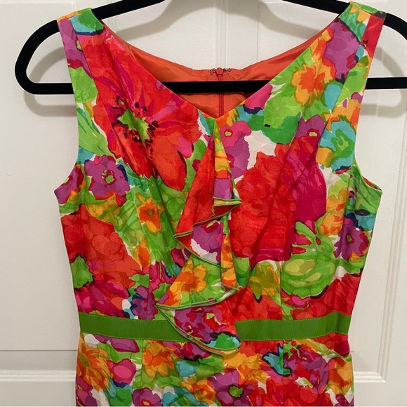 David Meister Dress Womens Size 4 Floral Sleeveless Silk Blend Classic Old Money - Picture 2 of 9